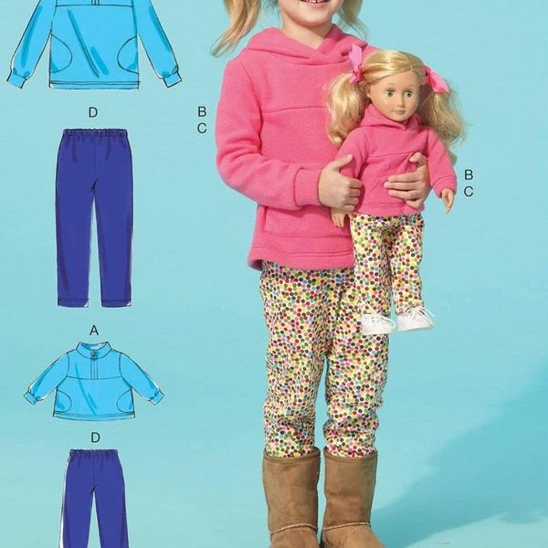 Sale!!! HOODIE SEWING PATTERN | Sew Matching Girls 18 Inch Doll Clothes Clothing Pants | Child Size 2 3 4 5 6 7 8 | Fits American Girl 7275