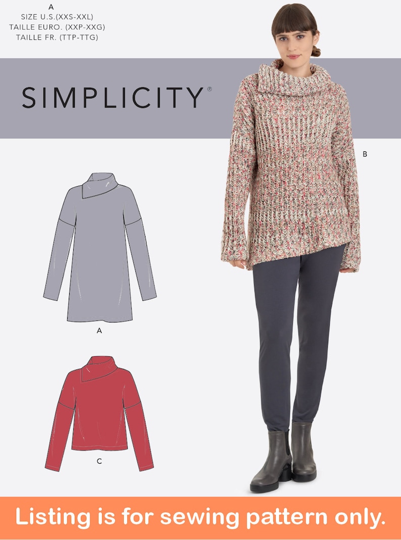 SWEATER SEWING PATTERN | Sew Womens Misses Clothes Clothing | Warm Cowl ...