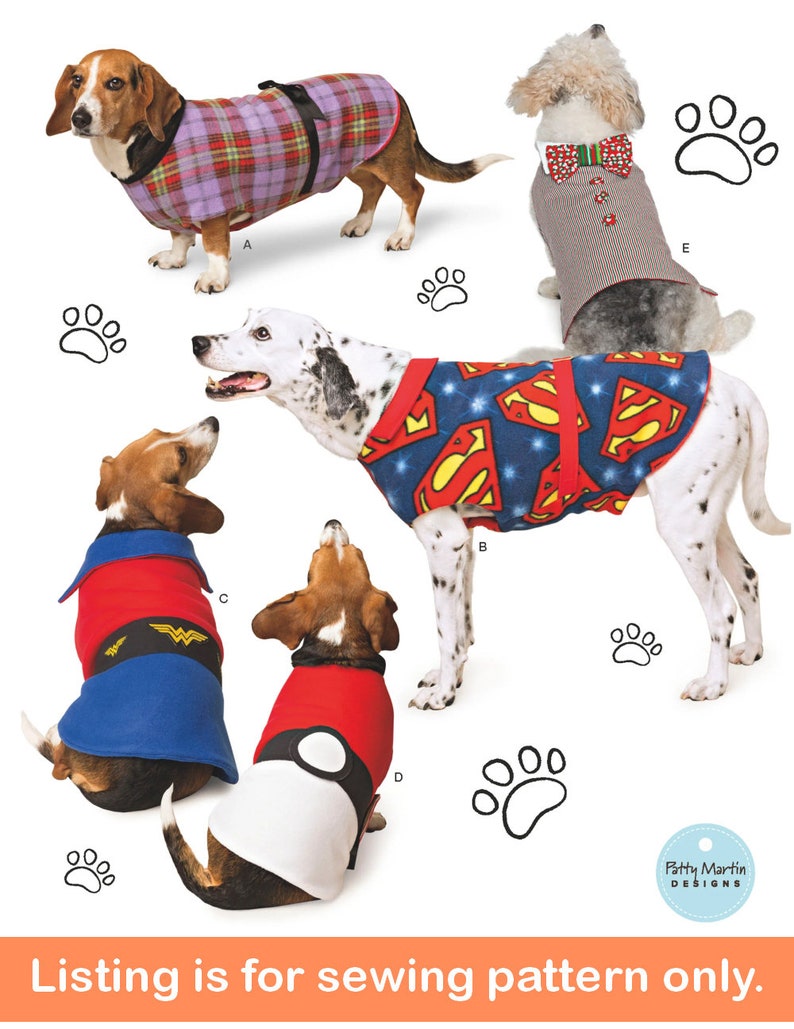 Sale PET SEWING PATTERN Sew Dog Clothes Puppy Clothing l Pokemon Superhero Super Hero Costume Outfit for Small Medium Large Dogs 8538 image 1