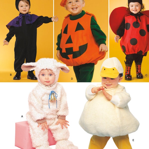 MODÈLE DE COUTURE DE DÉGUISEMENT | Faire une tenue de carnaval d'Halloween pour les tout-petits | Agneau Sorcière Coccinelle Canard Citrouille Jack-o-lantern | Taille 1/2 1 2 3 4 | 2788