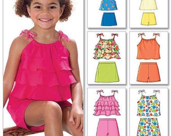 SUMMER SEWING PATTERN | Make Girls Clothes | Kids Clothing Halter Top Shirt Shorts Skort  | Child Size 2 3 4 5 6 7 8 | Outfit Children 4503