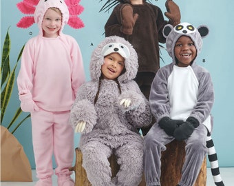 COSTUME SEWING PATTERN | Sew Kids Halloween Outfit | Sloth Lemur Porcupine Axolotl | Size 3 4 5 6 7 8 | Animal Easy Girls Boys Carnival 9842