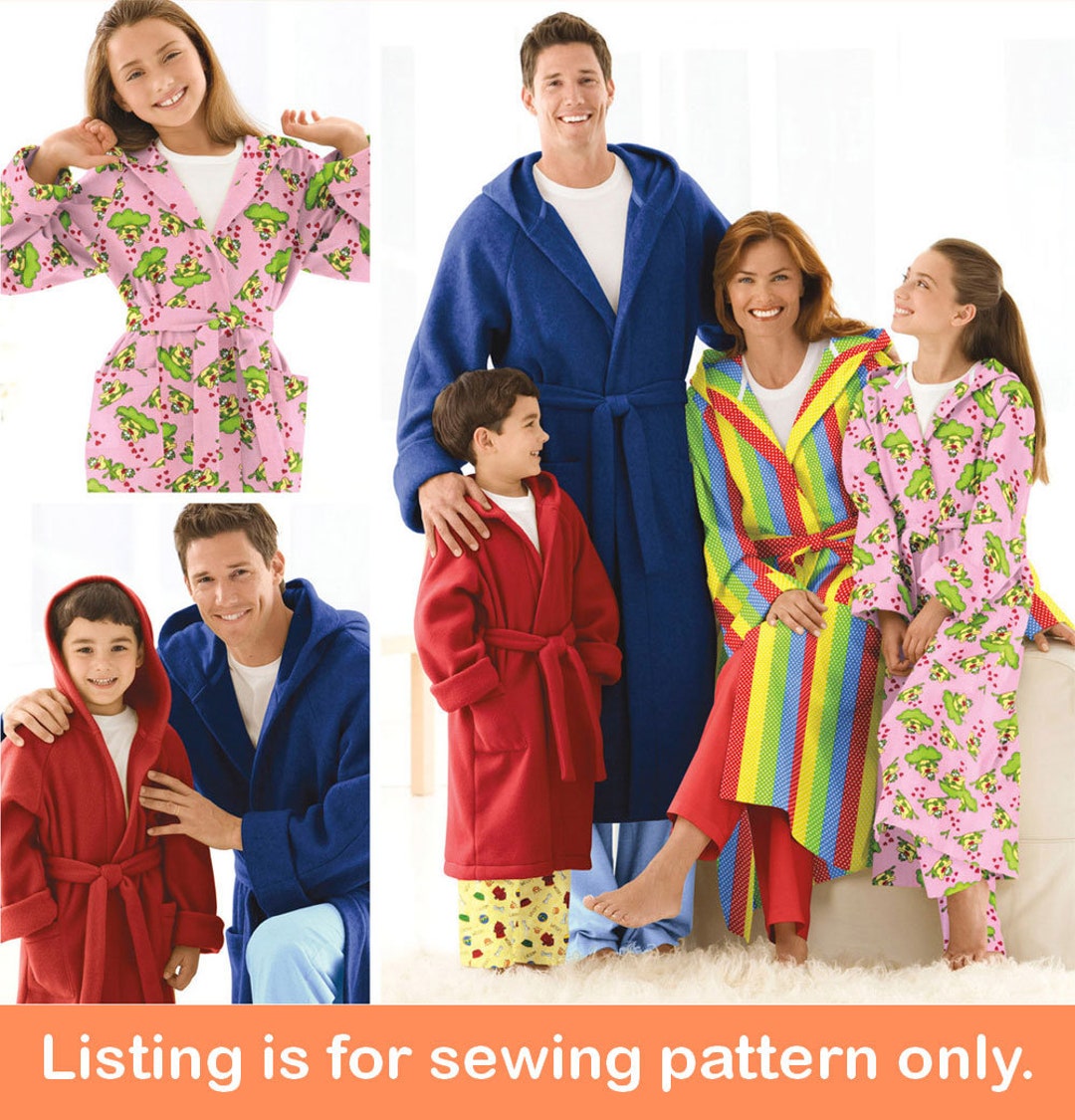 BATHROBE SEWING PATTERN Sew Matching Adult Kids Clothes Etsy