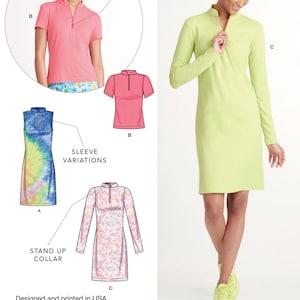 WOMENS SEWING PATTERN | Sew Summer Clothes Clothing | Polo Shirt Dress Loungewear Nightshirt Top | Size 6 8 10 12 14 16 18 20 22 Plus | 9328