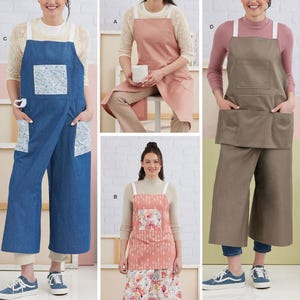 PANTS APRON Sewing PATTERN | Sew Womens Kitchen Craft Full Smock | Art Painting Pockets Pottery Potters Size 4 6 8 10 12 14 16 18 20 22 3021