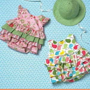 MODELLO DI CUCITO PER BAMBINI / Make Girls Clothes Infant Clothing / Toddler Ruffle Dress Romper Playsuit Hat / Size Newborn 3 6 9 12 18 24 Months 4094
