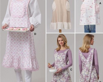 Patrón de costura de delantal / Bata de cocina artesanal / Bata cruzada para mujer, extra larga, fácil y sencilla / Talla 4, 6, 8, 10, 12, 14, 16, 18, 20, 22 / 8598