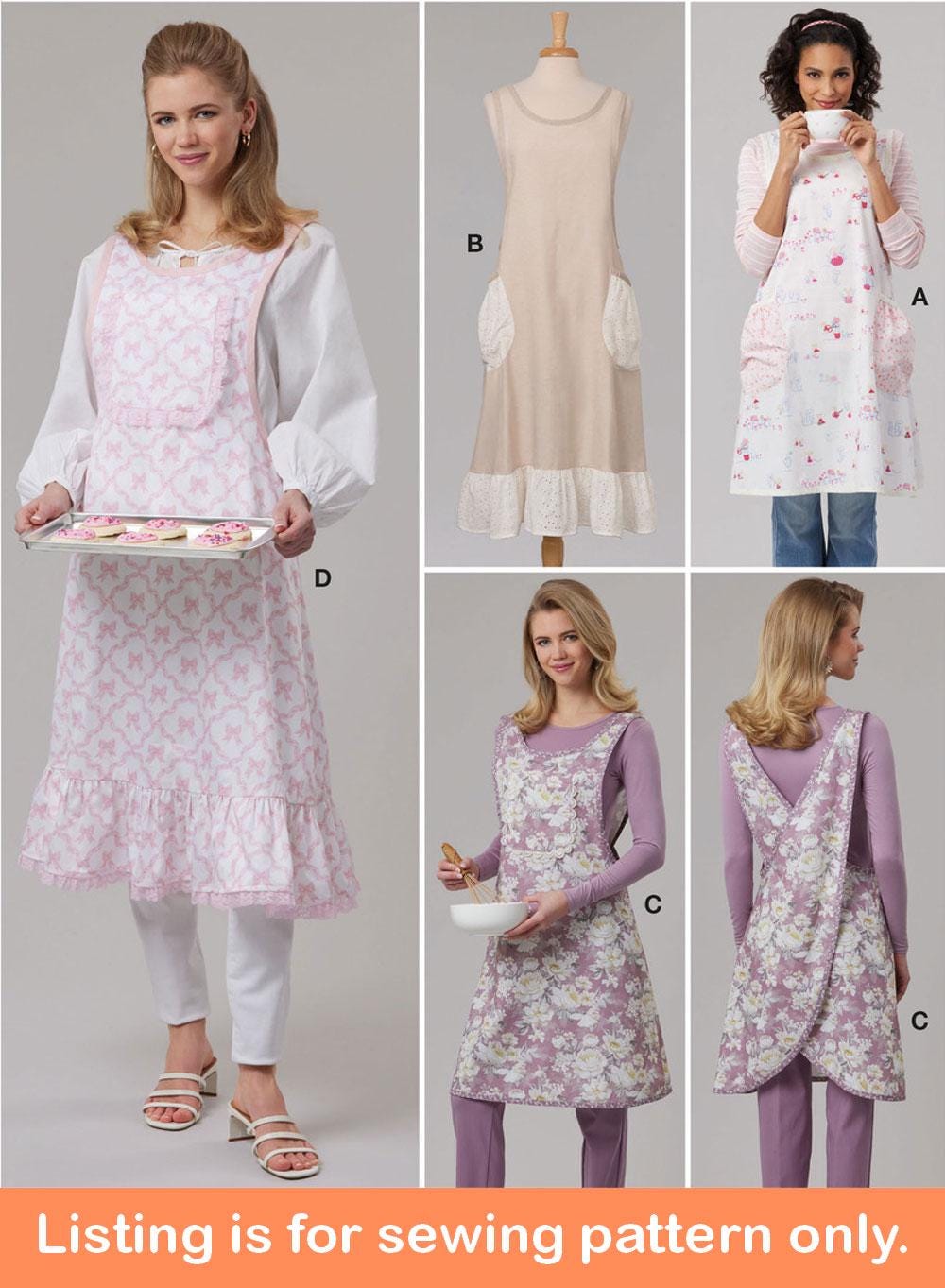 APRON SEWING PATTERN | Sew Kitchen Craft Smock | Womens Full Cross Back ...