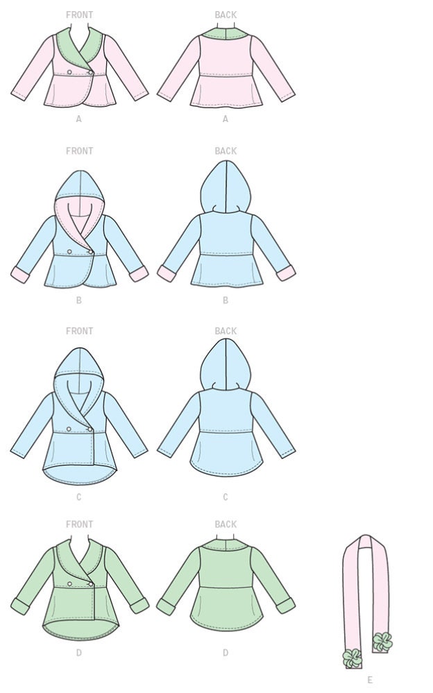 Fleece COAT SEWING PATTERN | Sew Girls Clothes | Jacket Hood Scarf ...