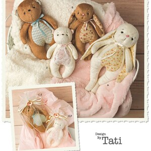 Stofftier Schnittmuster |Make Kid Plüschtier & Geschenktüte | Kinderzimmer Baby Vintage Style Teddybär Hase l Handmade Geschenkidee 8625