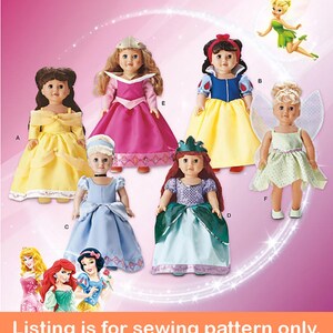DOLL CLOTHES Sewing PATTERN | Make Clothing for 18" Inch Doll | Fits American Girl | Disney Princess Snow White Cinderella Ariel Belle 5705