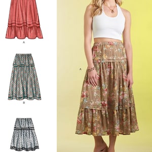 SKIRT SEWING PATTERN | Sew Womens Clothes Clothing | Long Short Maxi Midi Boho Style Retro Tiers Size 8 10 12 14 16 18 20 22 24 26 Plus 9750