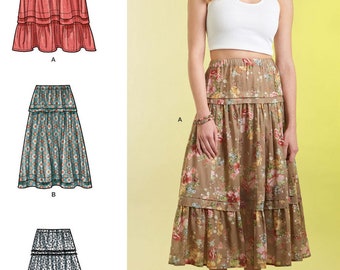 SKIRT SEWING PATTERN | Sew Womens Clothes Clothing | Long Short Maxi Midi Boho Style Retro Tiers Size 8 10 12 14 16 18 20 22 24 26 Plus 9750