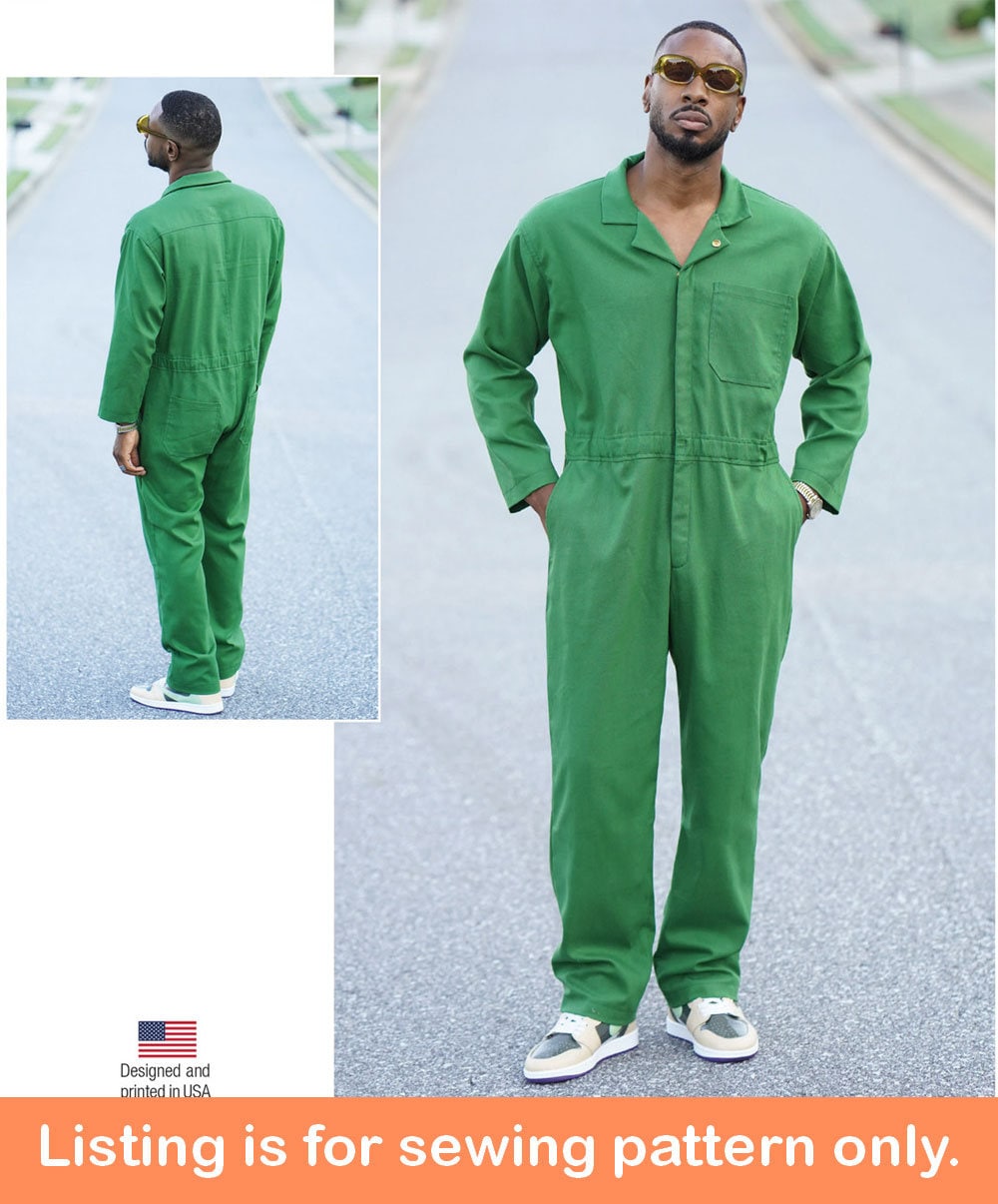 JUMPSUIT SEWING PATTERN | Sew Mens Clothes Clothing | Utility Cargo Suit Boilersuit | Size 34 36 38 40 42 44 46 48 50 52 Plus Pockets 2012