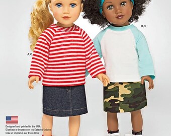 Sale!! DOLL CLOTHES Sewing PATTERN | Sew Clothing for 18" Inch Doll | Fits American Girl | Shirt Learn to Sew Easy Simple Beginner | 0755