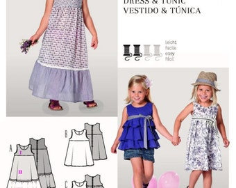 ¡Oferta! Patrón de costura para niñas / Confecciona ropa infantil / Vestido camisero, vestido de verano, top sin mangas con volantes / Tallas 1 2 3 4 5 6 / Conjunto de verano / 9494