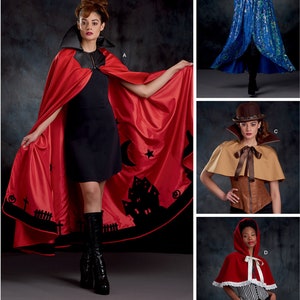 Angebot!! CAPE SCHNITTMUSTER | Halloween Outfit für Frauen nähen | Kostüm Umhang Haube Mittelalter Renaissance Lang Kurz Größe 10 12 14 16 18 20 11561