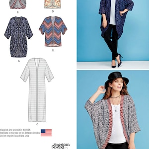 KIMONO SEWING PATTERN | Sew Womens Clothes Clothing | Wrap Shawl Cardigan Jacket Duster | Size 4 6 8 10 12 14 16 18 20 22 24 26 | Easy 1108