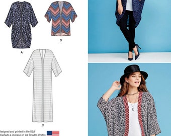 PATRONS DE COUTURE KIMONO | Coudre des vêtements pour femmes | Wrap châle Cardigan Jacket Duster | Taille 4 6 8 10 12 14 16 18 20 22 24 26 | Facile 1108