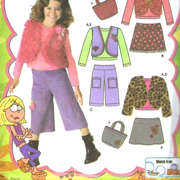 GIRLS SEWING PATTERN | Make Fall Clothes Clothing | Mini Skirt Midi Pants Vest Jacket Bag | Child Size 3 4 5 6 | School Winter Outfit | 4410