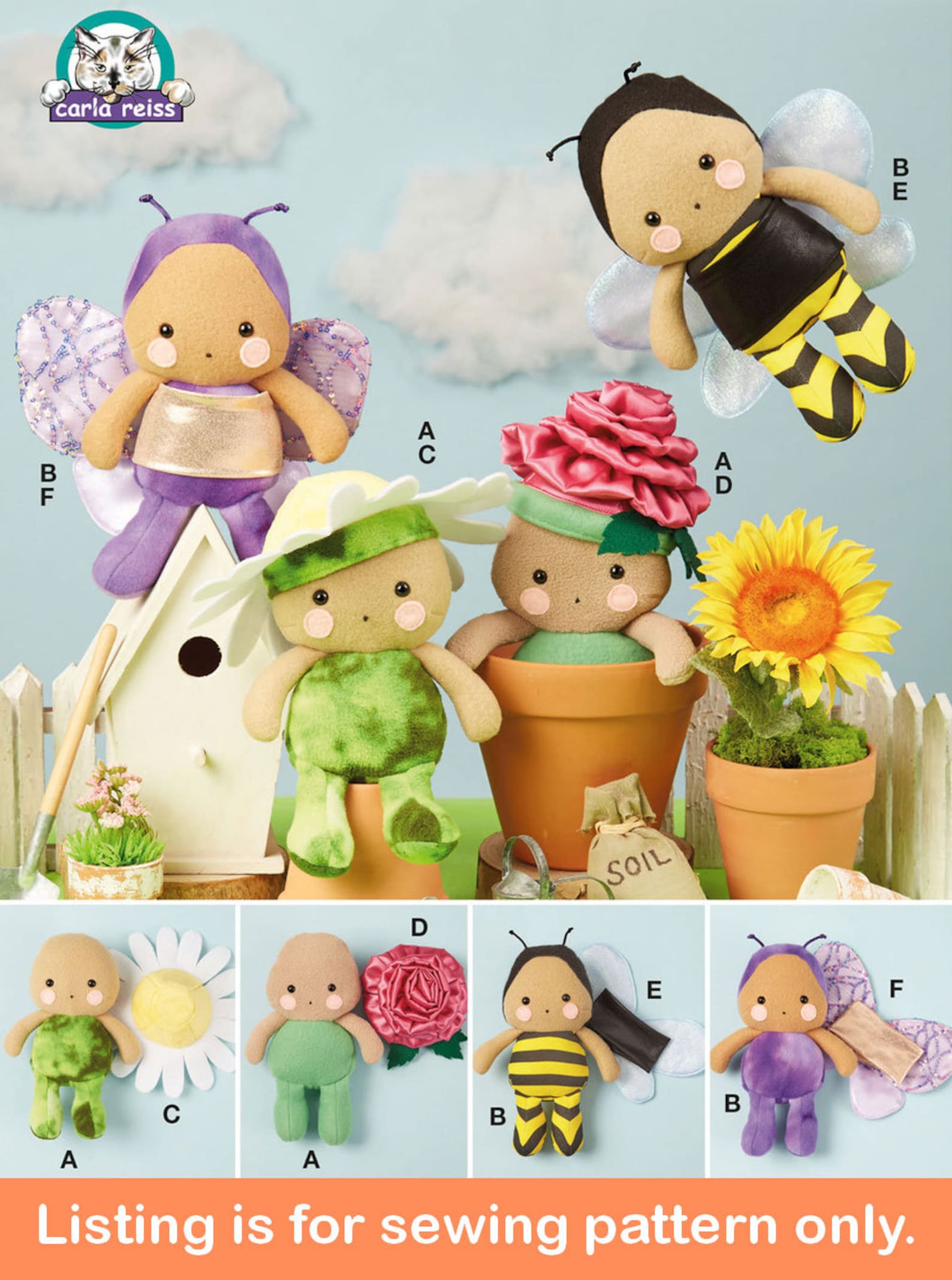 DOLL SEWING PATTERN | Sew Cloth Fabric Rag Doll & Clothes | Waldorf ...