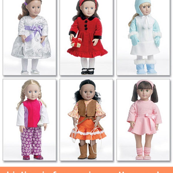 DOLL CLOTHES Sewing PATTERN | Make Clothing for 18" Inch Doll | Fits American Girl | Ballet Cowgirl Outfit Winter Coat Mittens Boots | 6257