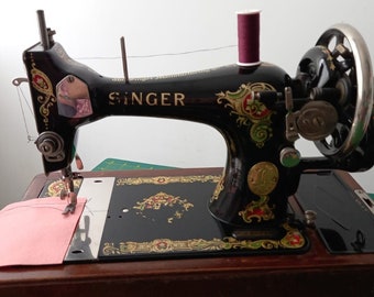 COSTURA MANUAL, ANTIQUE Singer 128K: Máquina de coser clásica con manivela - Decoración de sala de costura coleccionable de sastrería vintage