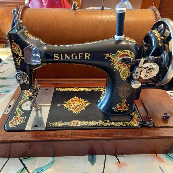 SINGER SEWING, Couture MANUELLE, Antique Singer 128K Machine à coudre classique à manivelle vintage Couture Charme Artisanat à manivelle Joy