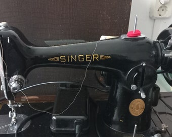 SINGER SEWING, VINTAGE 201K Singer Machine à coudre puissant cheval de bataille motorisé pour tissu lourd rétro à collectionner avec charme antique