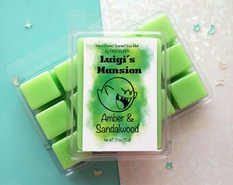 Luigi&#39;s Mansion | Amber and Sandalwood Fragrances | Mario Kart Inspired Wax Melt | Gamer Wax Melts | Highly Scented