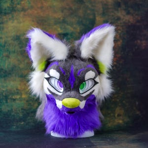 Toony Anthro Animal Head Mask, Furry Convention Costume, Faux Fur Character Headpiece, Cosplay Fursuit Accessory, Furry Fandom Partial