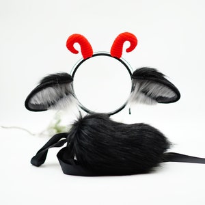 Black Goat ears, Sheep ears, cosplay Goat ears, Black sheep headband, Halloween cosplay, Halloween ears,  lame Cosplay,game cosplay