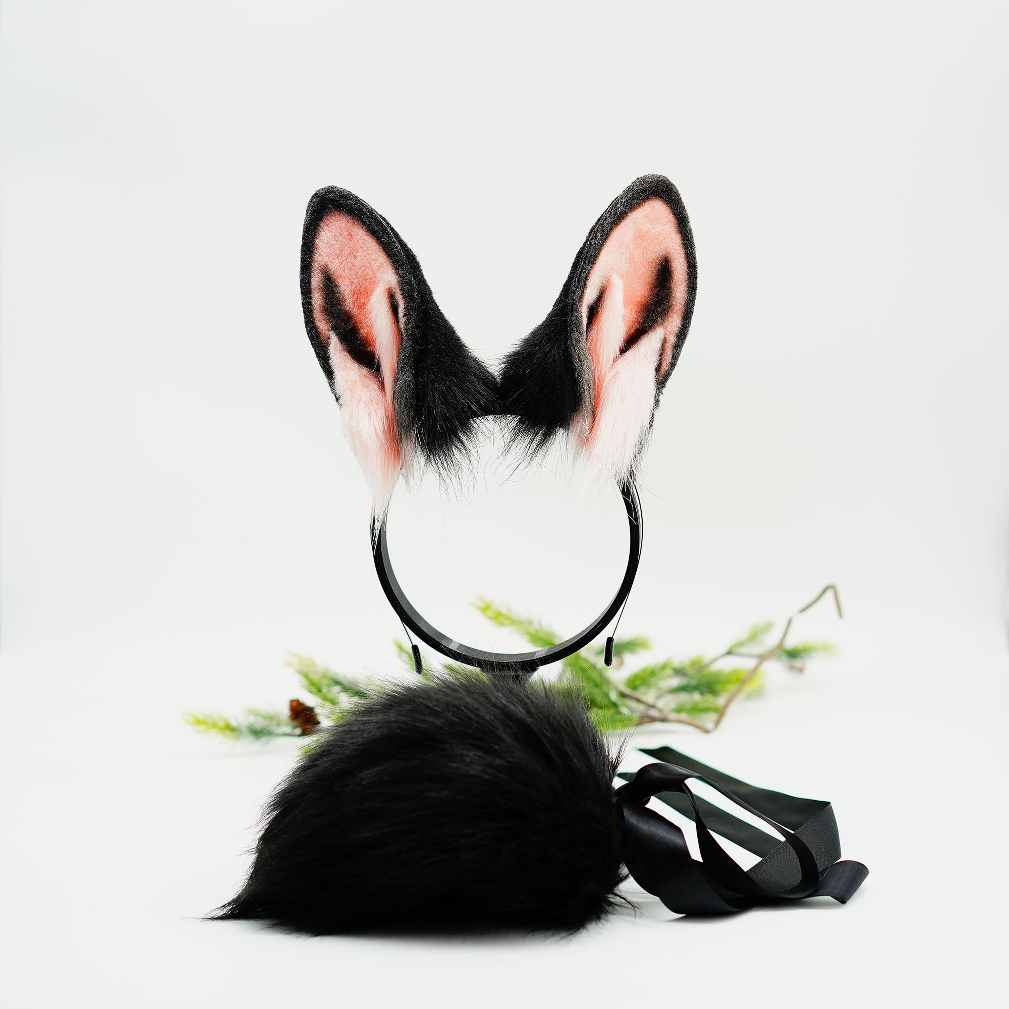 Faux Fur Bunny Ear Headband Anime Cosplay Hair Accessory White Fluffy Faux Fur Bunny Rabbit Ears Easter Party Dress  main image 3
