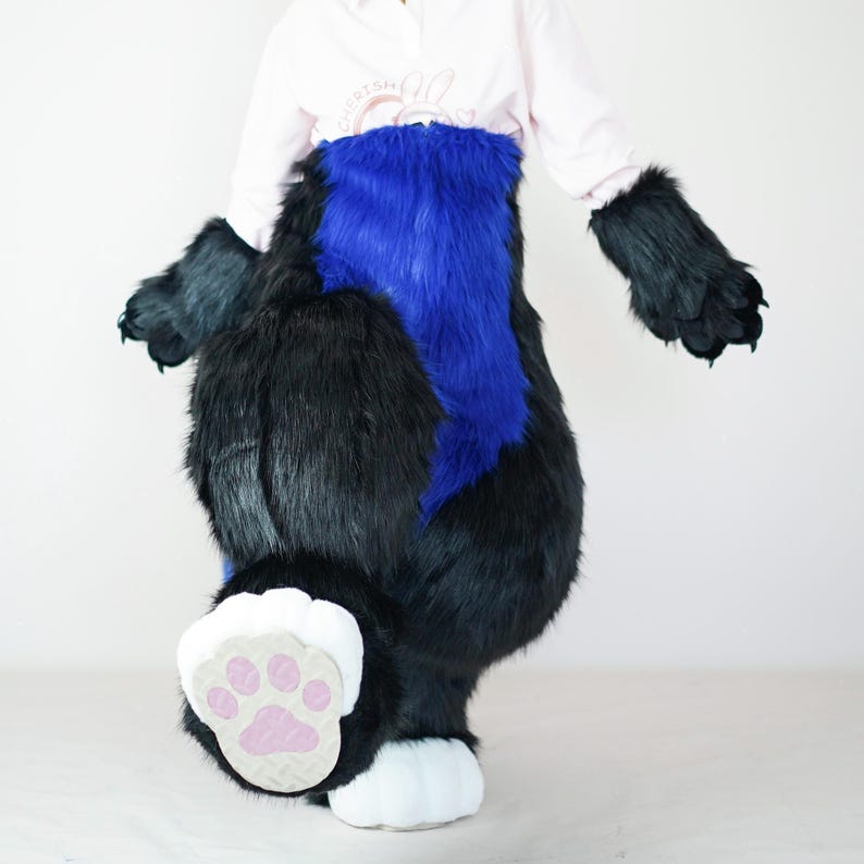 Charming Black&Blue Full Fursuit Pants,Furry Convention Set,Fursona Commission,Animal-Themed Event,Fursuit Legs Feet paws Tail image 2