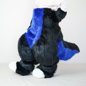 Charming Black&Blue Full Fursuit Pants,Furry Convention Set,Fursona Commission,Animal-Themed Event,Fursuit Legs Feet paws Tail image 4