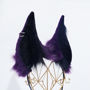 Realistic Anubis wolf ear, purple Dobermann Ear,Faux fur ear, Dieb ears headband, ear headband, Wolf cosplay ear,Aritificial furry ears