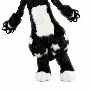 Fursuit pants tail paws feetpaws set - Black and White Partial Fursuit Digitigrade Pants, Paws, Outdoor Feetpaws, Custom Cosplay