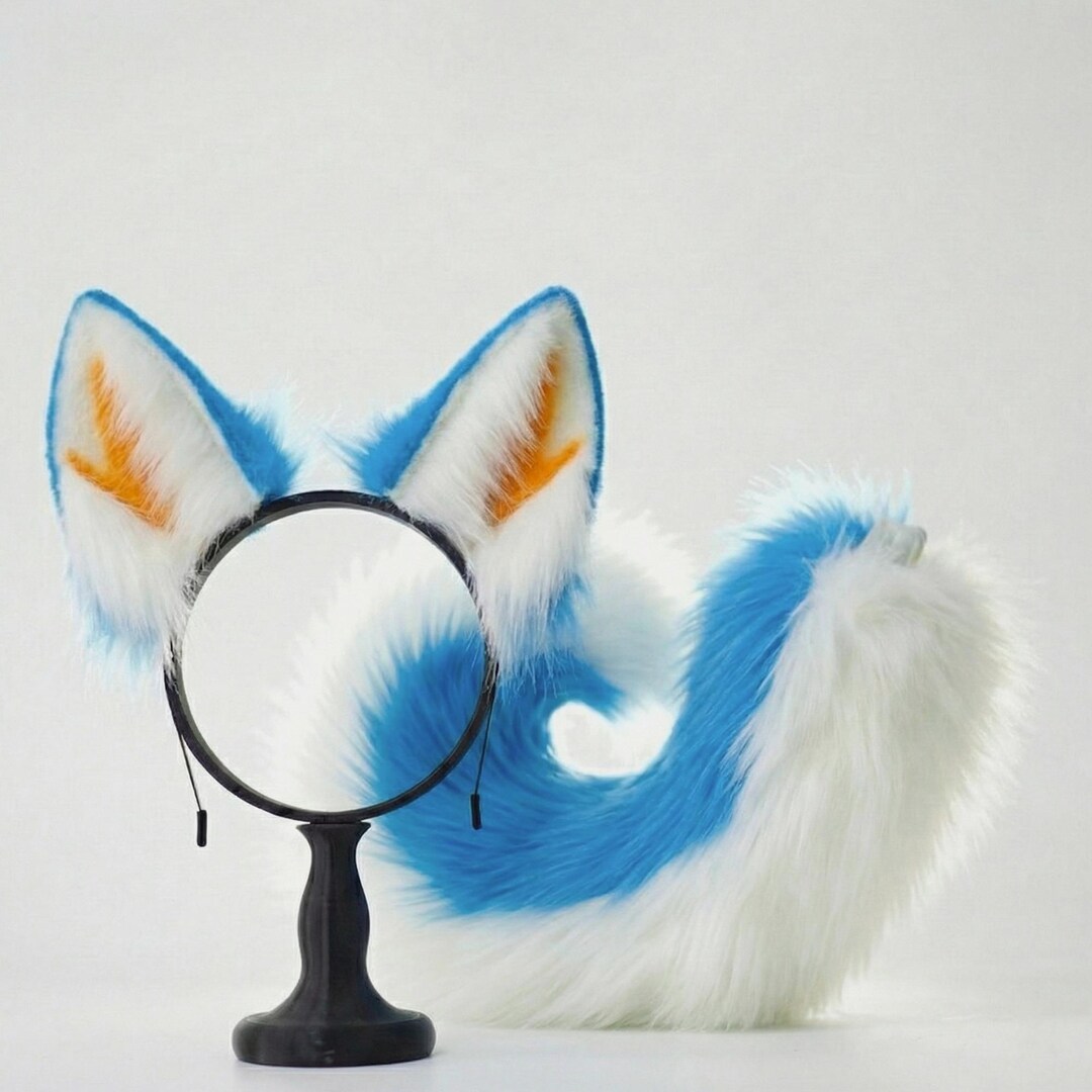 Handmade Animal Ears and Tail Set, Tail With Adjustable Belt, Faux Fur ...
