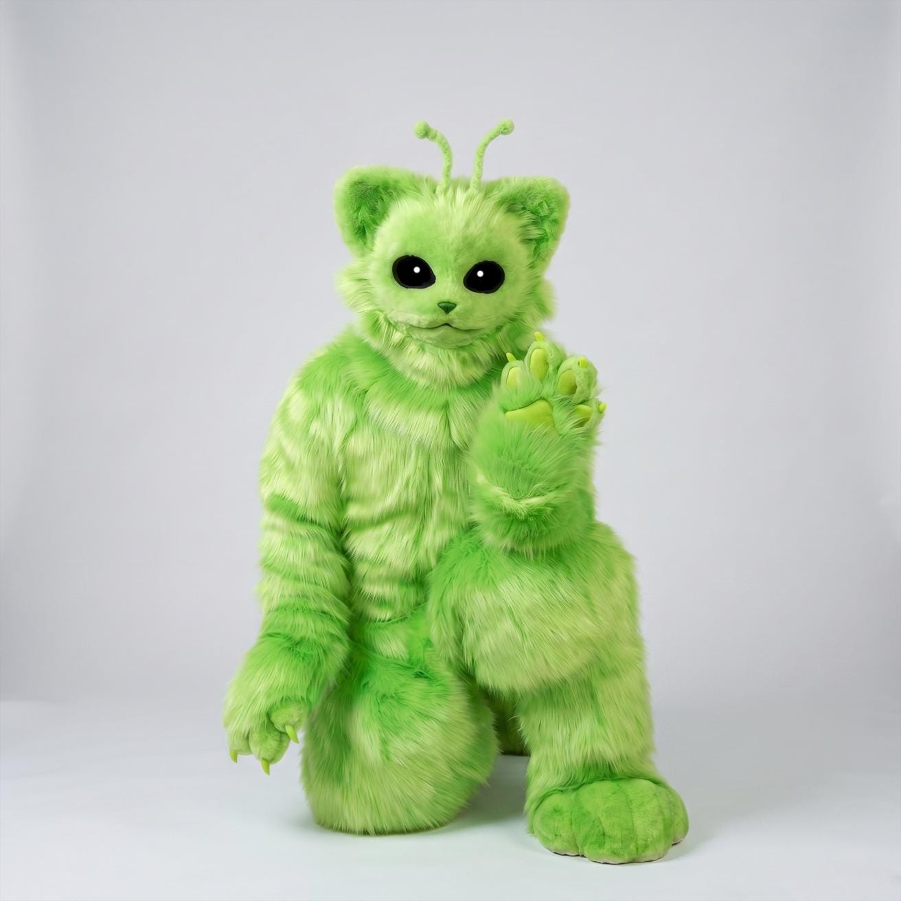 Alien Cat Fursuit Set, Alien Cat Cosplay Furry Mask Head, Paws, Tail ...