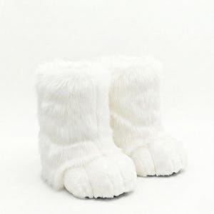 White feet paws fursuit kemono toony kigurumi fursona kawaii outdoor foot paw fursuit shoes cosplay cat dog fox wolf bunny image 3