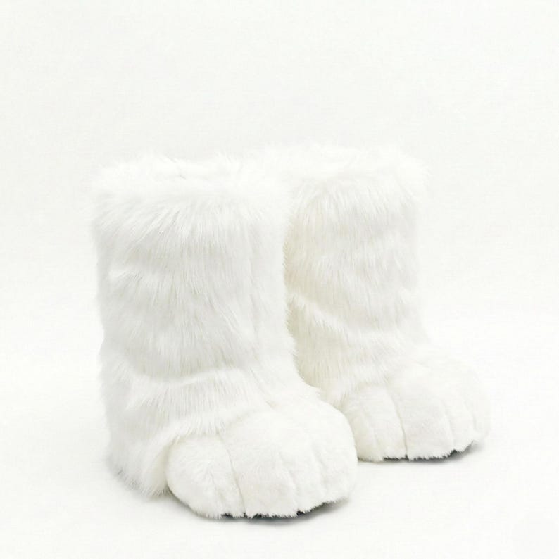 White feet paws fursuit kemono toony kigurumi fursona kawaii outdoor foot paw fursuit shoes cosplay cat dog fox wolf bunny image 3