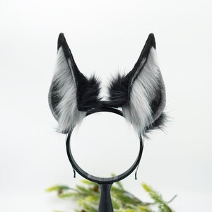 Realistic Anubis Wolf Ear,black Gray Animal Ear,faux Fur Ear,dieb Ear ...