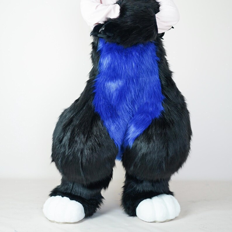 Charming Black&Blue Full Fursuit Pants,Furry Convention Set,Fursona Commission,Animal-Themed Event,Fursuit Legs Feet paws Tail image 5