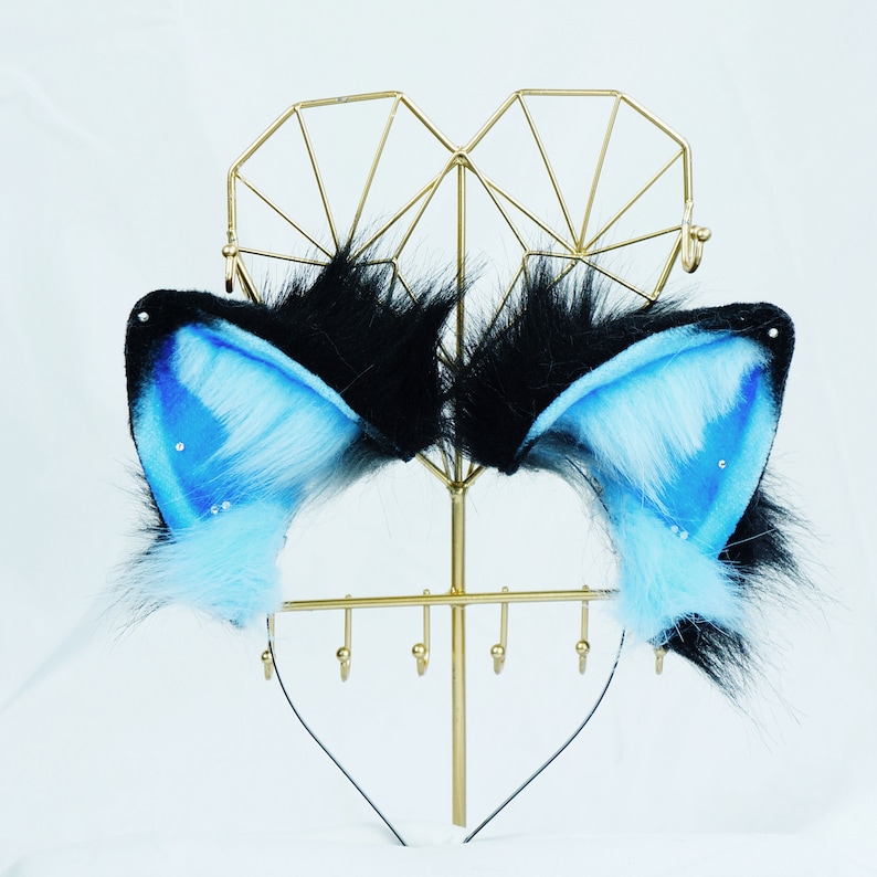 Blue Kitten Ears Faux Fur Ears Blue Fox Ears Fluffy Ears Etsy UK
