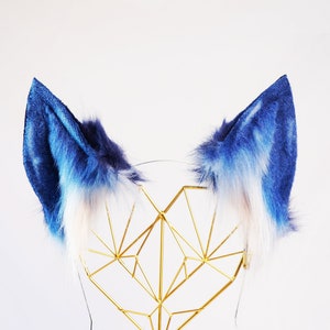 Cute blue ears, faux fur ears, fox ears, fluffy ears, kitten ears,animal ears, cosplay ear, kitten ears, anime cosplay,