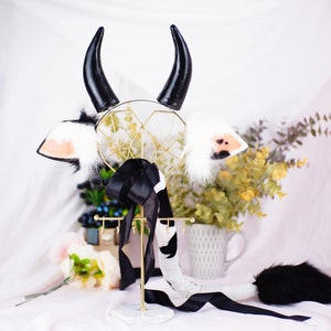 Realistic cow ears and Horns, cosplay ears, cow ears,cosplay, pet play, furry animal ears,cosplay furry headband, 169