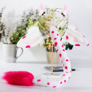 Realistic pink cow ears and Horns, cosplay ears, cattle  cosplay, ox ears,cosplay, pet play, furry animal ears,cosplay furry headband, 169