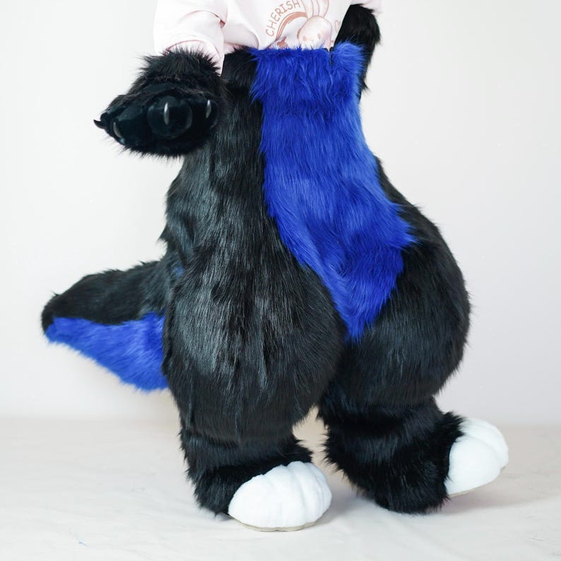 Charming Black&Blue Full Fursuit Pants,Furry Convention Set,Fursona Commission,Animal-Themed Event,Fursuit Legs Feet paws Tail image 1