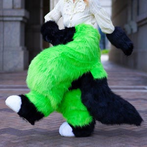 Fantasy Black&Green Full Fursuit Pants,Furry Convention,Fursuit commission Fursona,Animal-Themed Event,Fursuit Legs Feet paws Tail