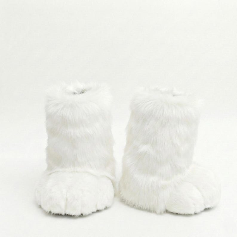 White feet paws fursuit kemono toony kigurumi fursona kawaii outdoor foot paw fursuit shoes cosplay cat dog fox wolf bunny image 2